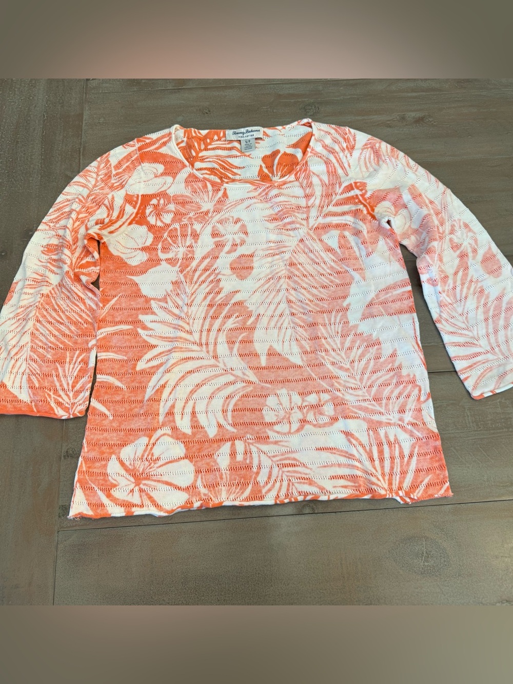 Tommy Bahama Pima Cotton Coral Tropical Knit Top Sz S / P Preowned